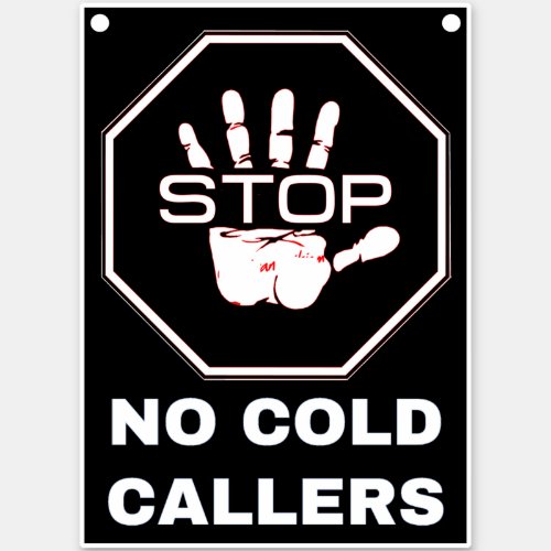 No Cold Callers Stop Calls  Junk Mail Black  Sticker