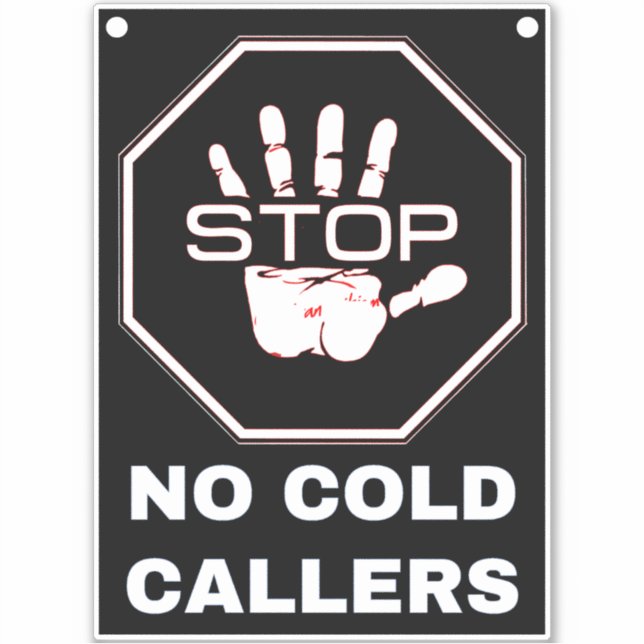 No Cold Callers (Stop Calls & Junk Mail) Black  Sticker (Front)