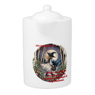 No Comment Funny Little Witch Forest Night Teapot