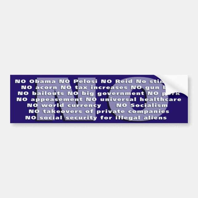 NO! Conservative Bumper Sticker (Front)