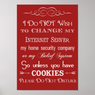 No Cookies, Do Not Disturb Red Poster