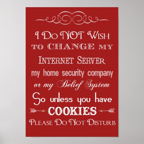 No Cookies Do Not Disturb Red Poster
