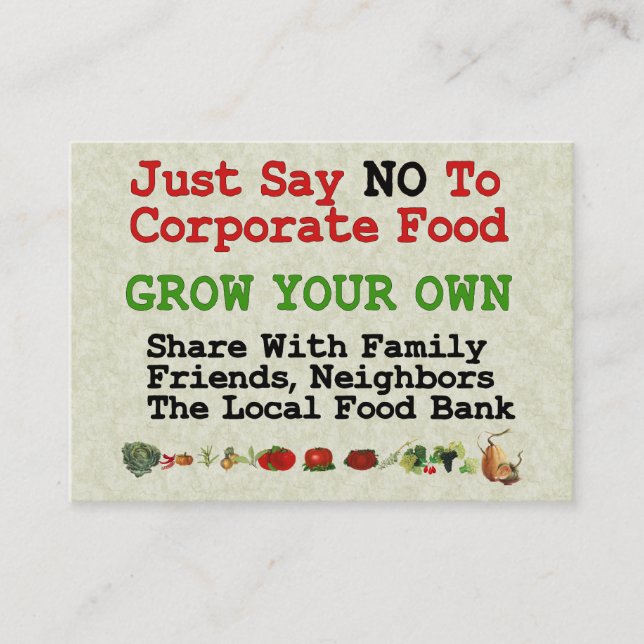No Corporate Food Business Card (Front)
