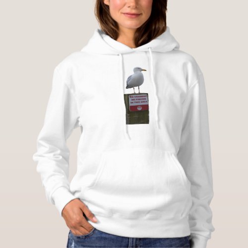 No Crabbing No Fishing Sign Seagull Looe Cornwall Hoodie