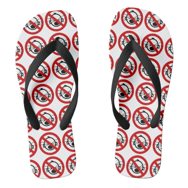 NO Cry Babies ⚠ Thai Airport Sign ⚠ Flip Flops (Footbed)