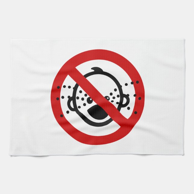 NO Cry Babies ⚠ Thai Airport Sign ⚠ Kitchen Towel (Horizontal)