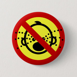 NO Cry Babies ⚠ Thai Airport Sign ⚠ Pinback Button