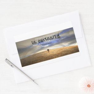 "No cure for curiosity" Inspirational Quote Rectangular Sticker
