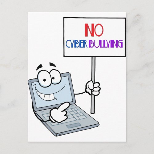 No Cyber Bullying Computer Postcard