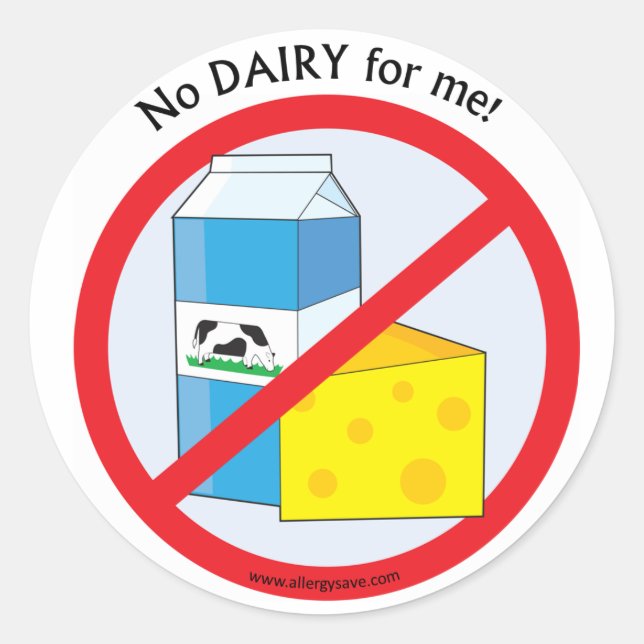 " No dairy for me" stickers (Front)