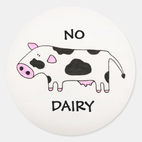 No dairy logo stickers Cute cow design Classic Round Sticker