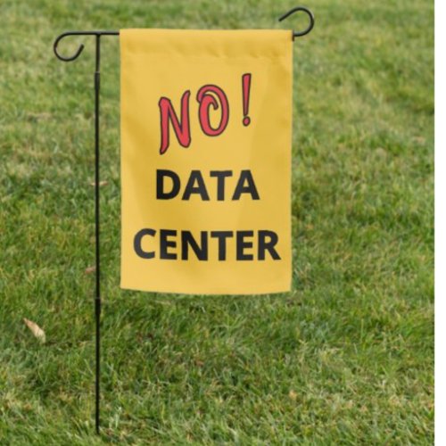 NO DATA CENTER Red and Black Text on Gold Garden Flag