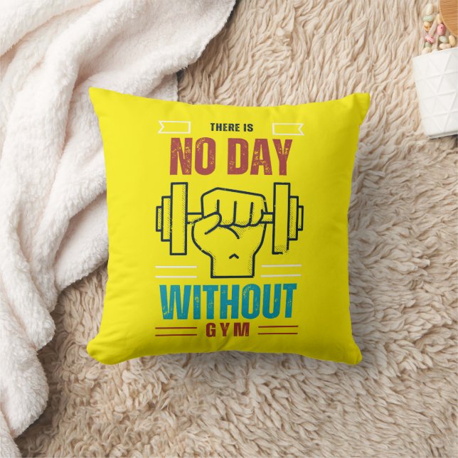 No day without gym throw pillow (Blanket)