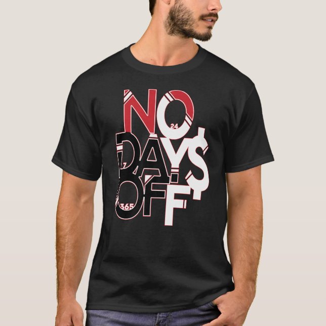 No Days Off Clothes & Gear Red Black & White Gym & T-Shirt (Front)