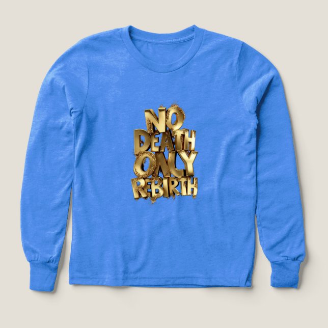 No Death Only Rebirth, Boys Bella+Canvas Blue,Gold Tri-Blend Shirts (Design Front)