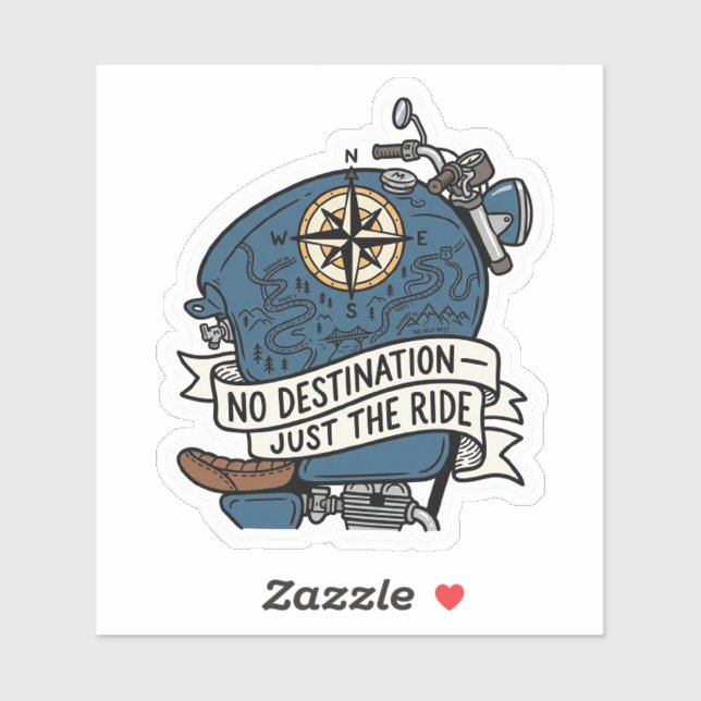 No Destination Just The Ride Biker Motorcycle Sticker (Sheet)