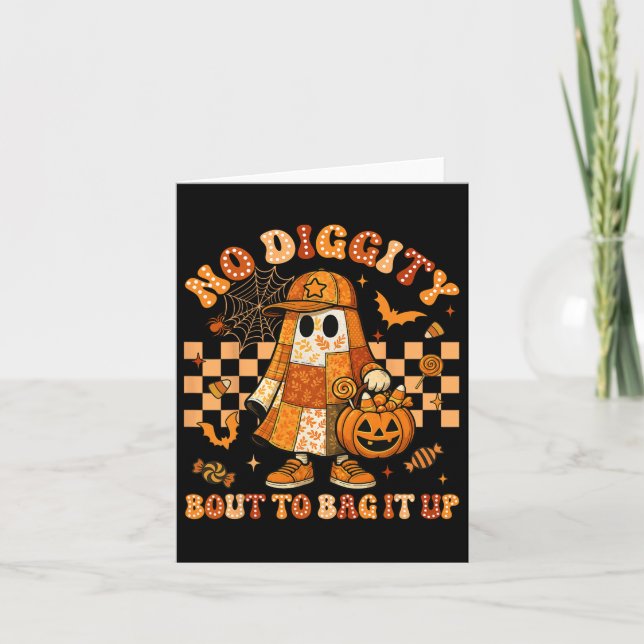 No Diggity Bout To G It Up Ghost Pumpkin Patchwork Card (Front)