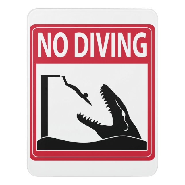 No Diving (Mosasaurus) Door Sign (Contemporary Vert)