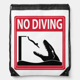 No Diving (Mosasaurus) Drawstring Bag