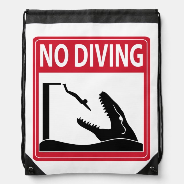 No Diving (Mosasaurus) Drawstring Bag (Front)