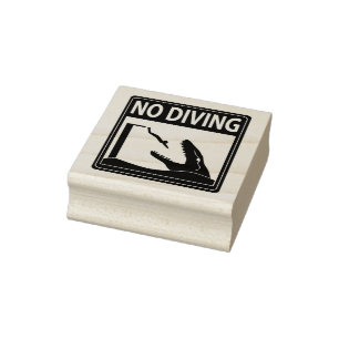 No Diving (Mosasaurus) Rubber Stamp