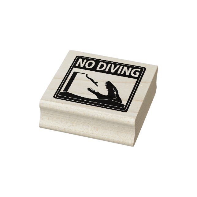 No Diving (Mosasaurus) Rubber Stamp (Stamp)