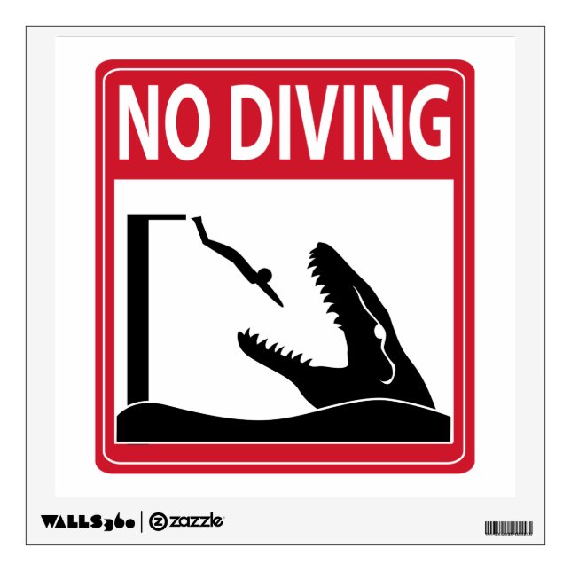 No Diving (Mosasaurus) Wall Decal (Front)