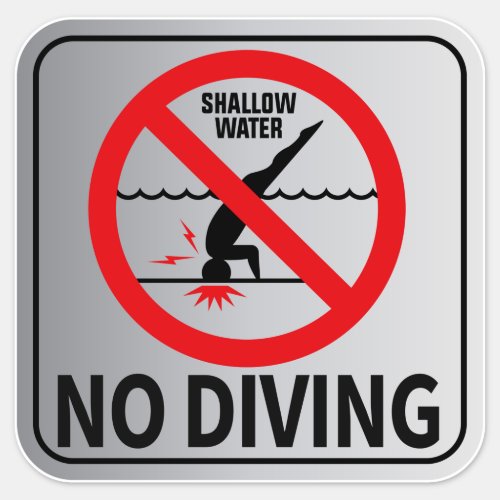 No Diving Shallow Water Sign Sticker
