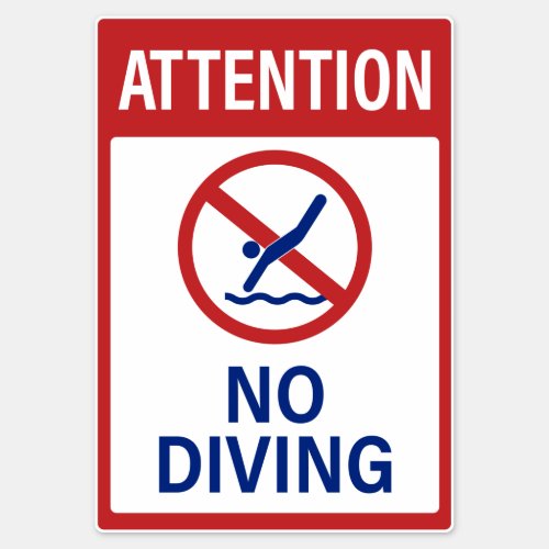 No Diving Sign Sticker