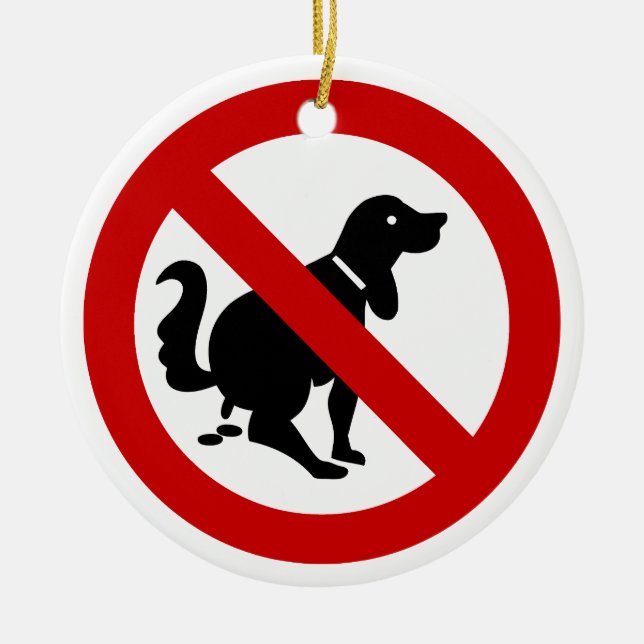 NO Dog Fouling ⚠ Thai Sign ⚠ Ceramic Ornament (Front)
