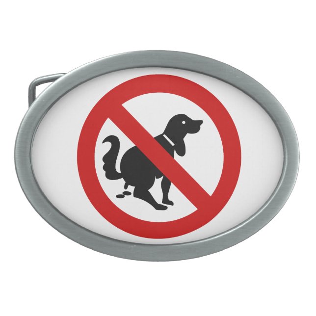 NO Dog Fouling ⚠ Thai Sign ⚠ Oval Belt Buckle (Front)