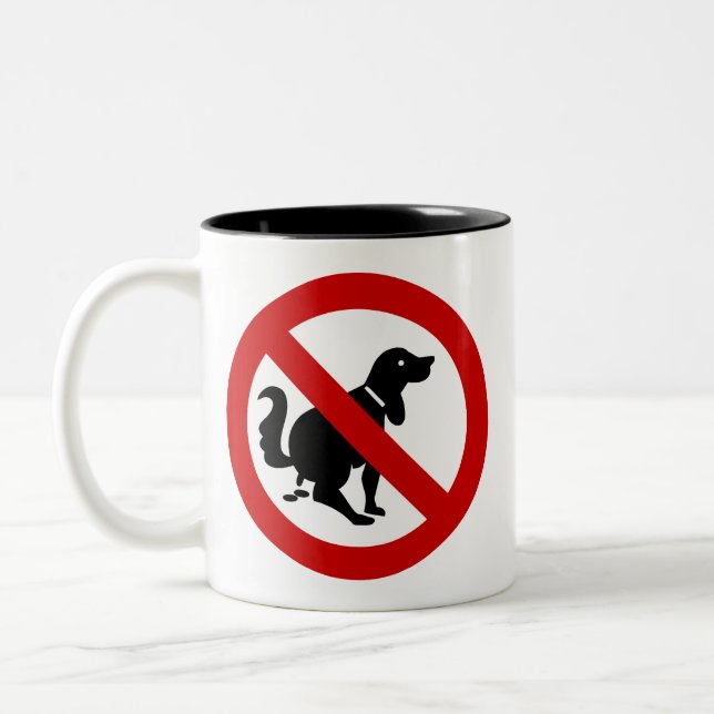 NO Dog Fouling ⚠ Thai Sign ⚠ Two-Tone Coffee Mug (Left)