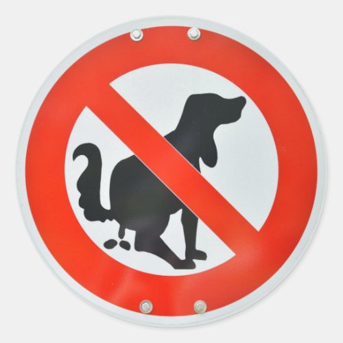 No Dog Poop Poo Sign Classic Round Sticker