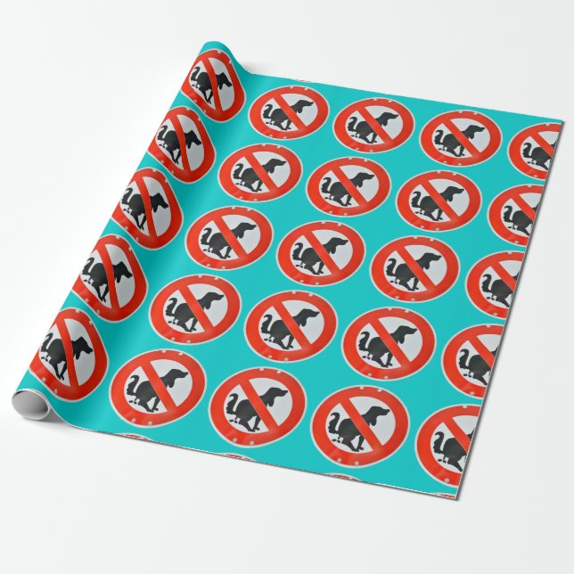No Dog Poop Poo Sign Wrapping Paper (Unrolled)