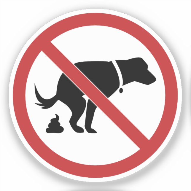 No Dog Poop Prohibited Sign Sticker (Front)