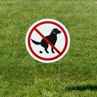 No Dog Pooping With Black Dog Silhouette Sign