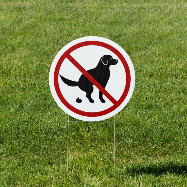 No Dog Pooping With Black Dog Silhouette Sign (Insitu)