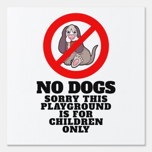 No Dogs at playground dog with ball  Sign