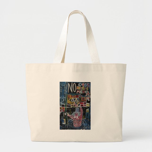 No Dogs Large Tote Bag (Front)