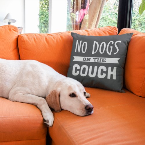 No Dogs on the Couch  Humorous Throw Pillow