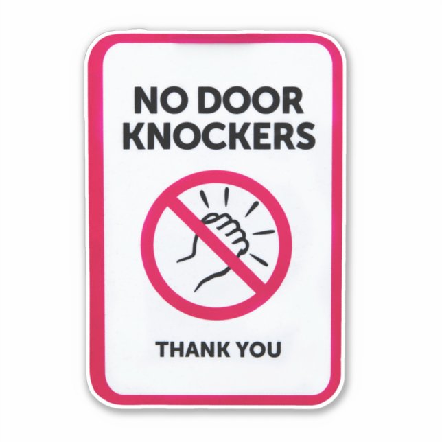No door knockers sign sticker (Front)