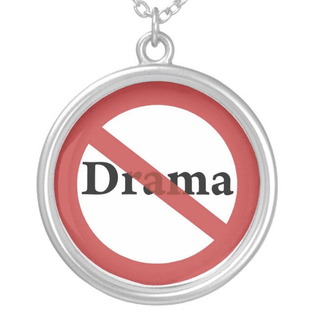 No Drama Allowed! Silver Plated Necklace (Front)