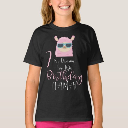 No Drama For This 7th Birthday Llama 7 Years Old T_Shirt