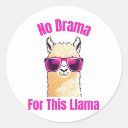 No Drama for This Llama – Funny Llama Classic Round Sticker