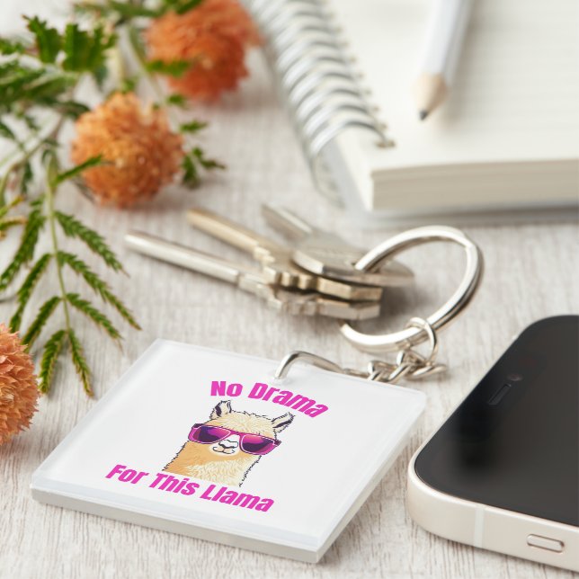 No Drama for This Llama – Funny Llama Keychain (Front Right)