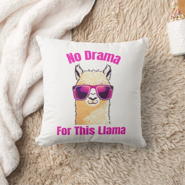 No Drama for This Llama – Funny Llama Throw Pillow (Blanket)