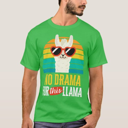 No Drama for This Llama Funny Vintage Sunset Anima T_Shirt
