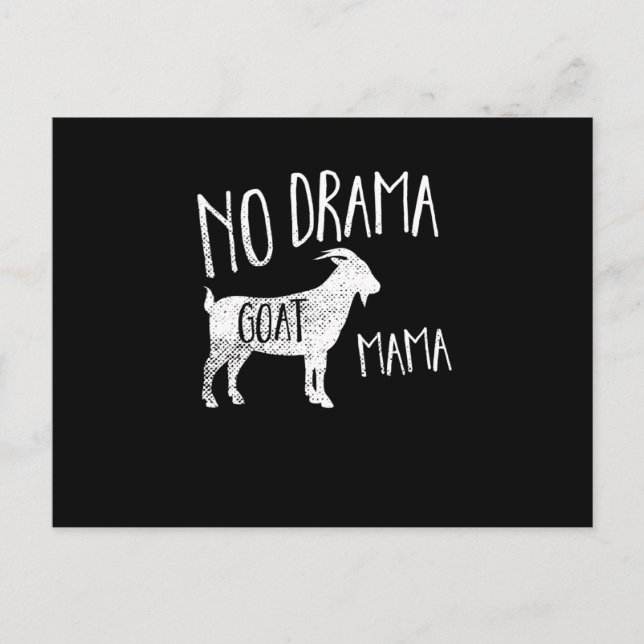 No Drama Goat Mama - Funny Goat Mom T-Shirt Gift Announcement Postcard (Front)