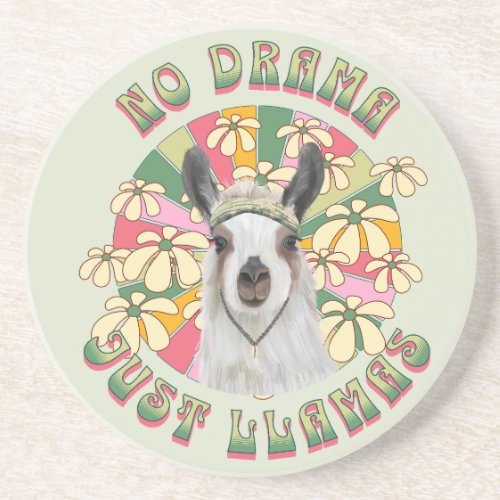 No Drama Just Llamas _ Cute Boho Llama Coaster