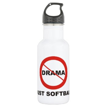 No Drama Just Softball Stainless Steel Water Bottle by PolkaDotTees at Zazzle